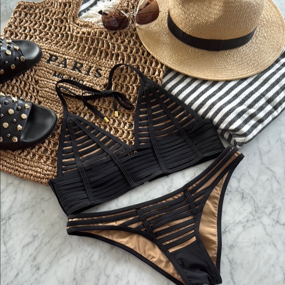Beach Bunny Black and Tan Bikini